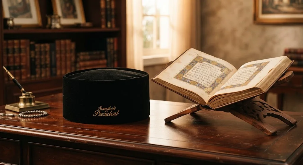 Songkok President di atas meja bersama Al-Qur'an